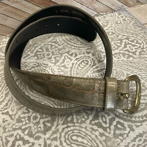 VINTAGE Aimee Lynn GOLD GENUINE LEATHER 1.4" wide made USA‎ WOMEN'S BELT LG